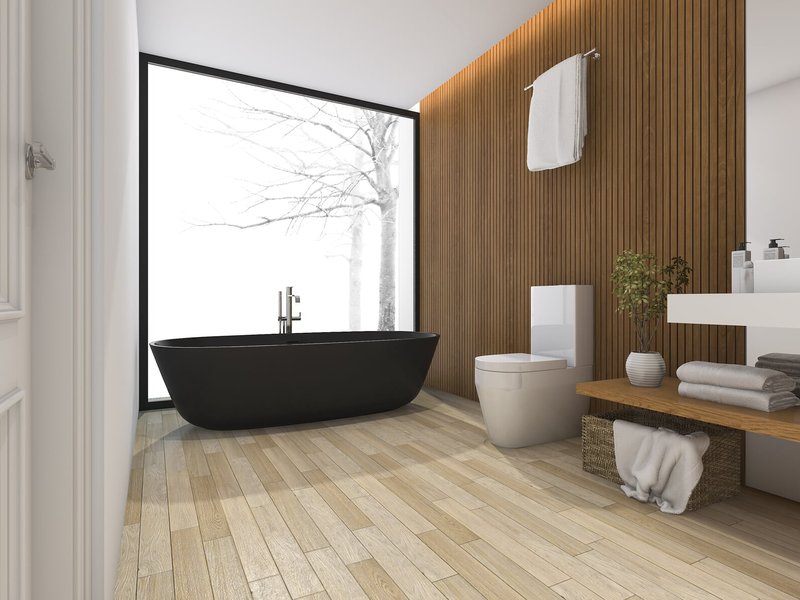 Waterproof flooring and black bath - Heath Flooring Concept in Dallas, GA